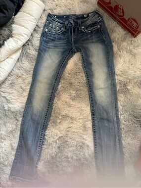 Miss Me Skinny Jeans in Washed Blue with Fading